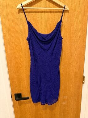 Rat & Boa Cowl Neck Mini Dress in Sapphire Blue